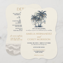 Dreamy Blue Beach mit QR Code Hochzeitsempfehlung Einladung