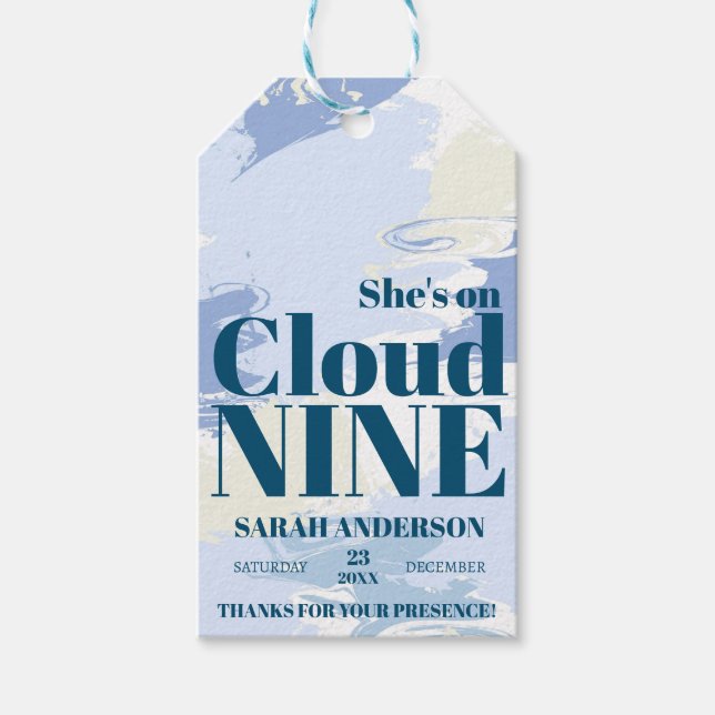 Dreamy Blue Cloud Nine Brautparty Chic Geschenkanhänger (Vorderseite)