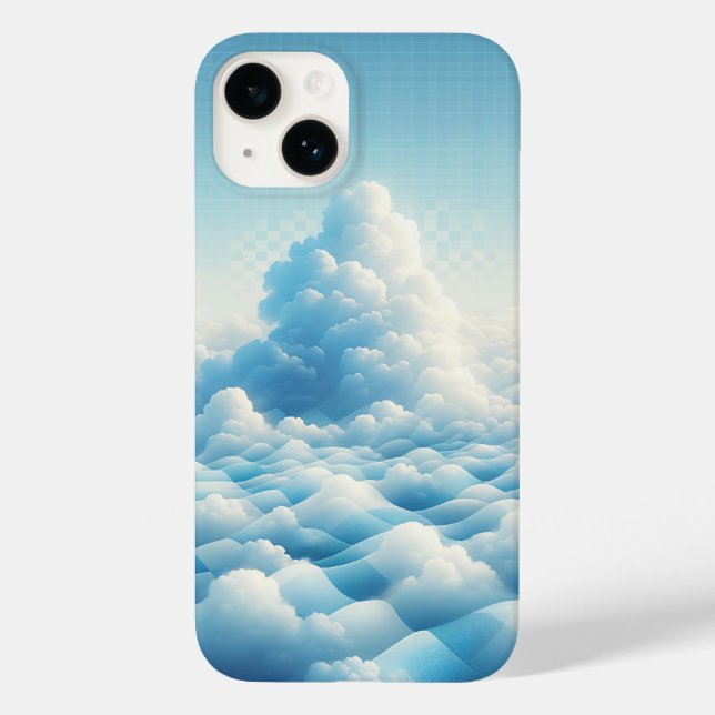 Dreamy Blue Clouds Phone Case - Surreal Sky Grid  (Rückseite)