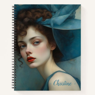 Dreamy Blue Dress und Large Hat Notizbuch