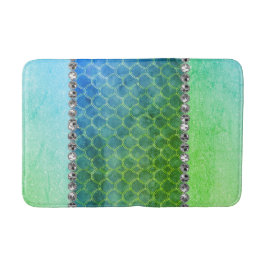 Dreamy Blue Green Mermaid Diamond Bling Badematte