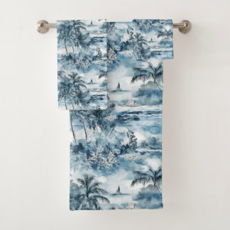 Dreamy Blue Hawaiian Palms Coffee Tasse Badhandtuch Set