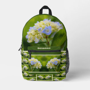 Dreamy Blue Hydrangea Blume Personalisiert Bedruckter Rucksack