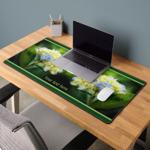 Dreamy Blue Hydrangea Blume Personalisiert Schreibtischunterlage