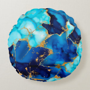 Dreamy Blue inks and Gold Rundes Kissen