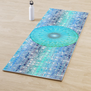 Dreamy Blue Mandala auf Shimmery Tiles Yogamatte