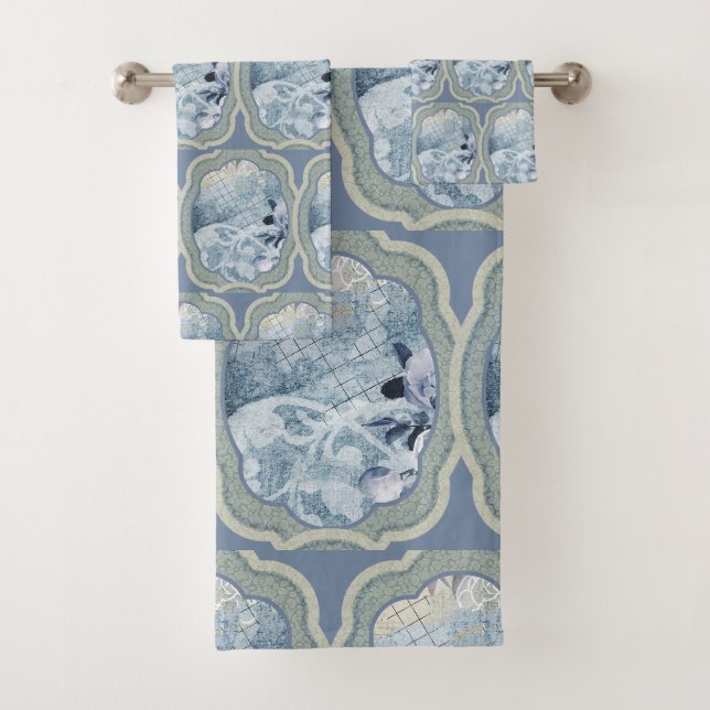 Dreamy Blue Medallions Badhandtuch Set (Insitu)
