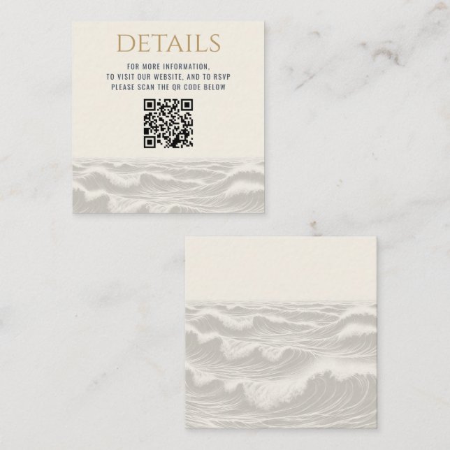Dreamy Blue Palm Trees Wedding QR Code Begleitkarte (Vorne/Hinten)