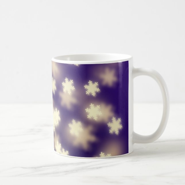 Dreamy Blue Snowflake Bokeh Lights Kaffeetasse (Rechts)