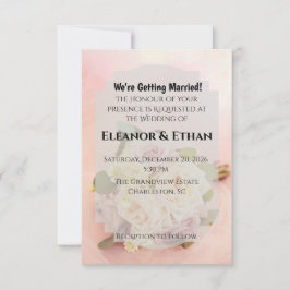 Dreamy Blush Pink Rose and Tulle Romantic Wedding  Einladung