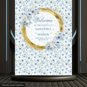 Dreamy Bohemisch Light Blue Gold Hochzeitsband Wandteppich