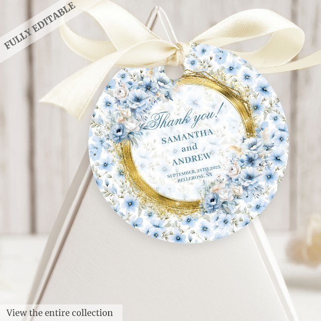 Dreamy Bohemisch Light Blue Gold Hochzeitsgeschenk Geschenkanhänger (Dreamy Bohemian Light Blue Gold Wedding Gift Tag)