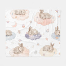 Dreamy Bunny Clouds Baby Blanket | Sleeping Bunny
