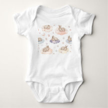 Dreamy Bunny Clouds Baby Bodysuit | Sleeping Bunny