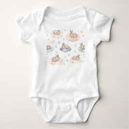 Dreamy Bunny Clouds Baby Bodysuit | Sleeping Bunny Strampler