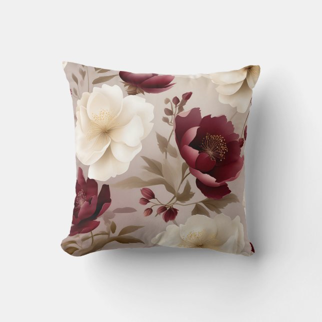 Dreamy Burgundy Blume Kissen (Vorderseite)