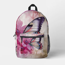 Dreamy Butterfly mit rosafarbenen Blume Bedruckter Rucksack