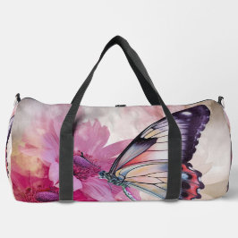 Dreamy Butterfly mit rosafarbenen Blume Duffle Bag