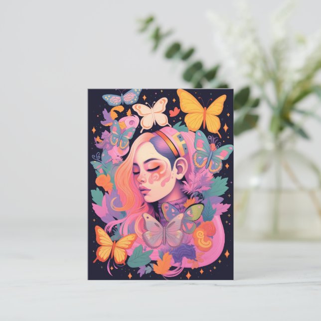 Dreamy Butterfly Postcard Postkarte (Stehend Vorderseite)