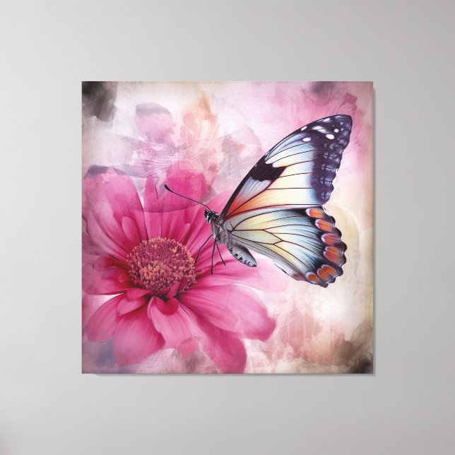 Dreamy Butterfly über die Leinwand der Blumen (Vorderseite)