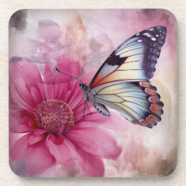 Dreamy Butterfly über die Leinwand der Blumen Getränkeuntersetzer