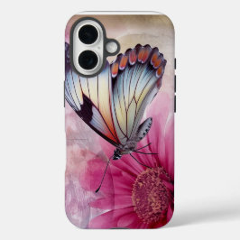 Dreamy Butterfly über die Leinwand der Blumen iPhone 16 Hülle