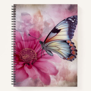 Dreamy Butterfly über die Leinwand der Blumen Notizbuch