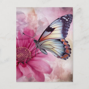 Dreamy Butterfly über die Leinwand der Blumen Postkarte