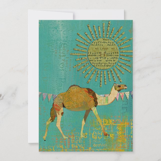 Dreamy Camel Baby Dusche Sonnenschein Aquamarine E Einladung (Vorderseite)