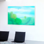 Dreamy Carefree Seaside Original Digital Painting Poster<br><div class="desc">Drucken Sie ein originelles digitales Gemälde einer schönen grünen Landschaft am Meer mit Blick von einem grünen Hügel hinunter zum Meer und mit blauem Himmel mit schönen Wolken. Ruhiges Gefühl von sorglosen Tagen. Urheberrecht von Natasa Borenovic; Foto-Kredit Jean-Philippe Delberghe.</div>