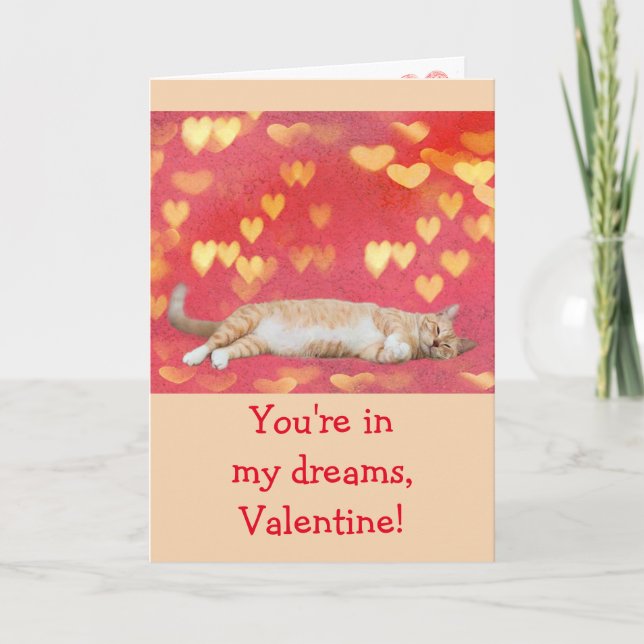 Dreamy Cat Valentine's Day Card Feiertagskarte (Vorderseite)