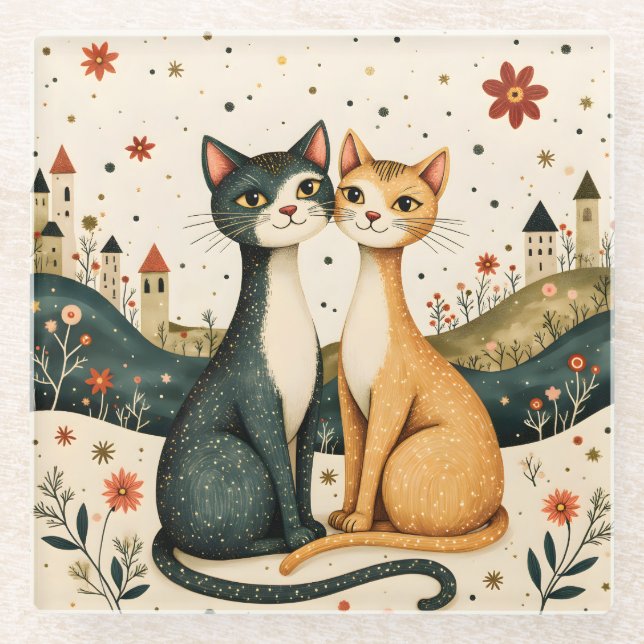 Dreamy Cats Glasuntersetzer (Vorderseite)