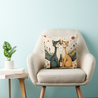Dreamy Cats Throw Pillow Kissen