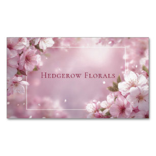 Dreamy Cherry Blossom Bokeh & Petals Magnetische Visitenkarte