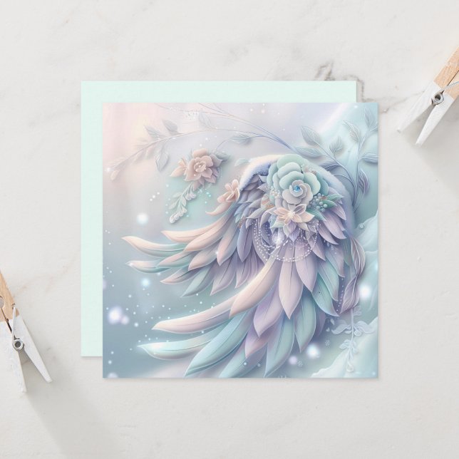 Dreamy Christmas Angel Wings Grußkarte (Vorderseite/Rückseite Beispiel)