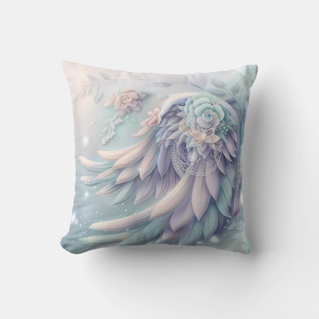 Dreamy Christmas Angel Wings Throw Kissen (Vorderseite)