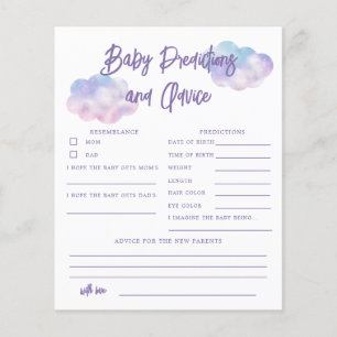 Dreamy Cloud Girl Baby Predictions & Advice Card
