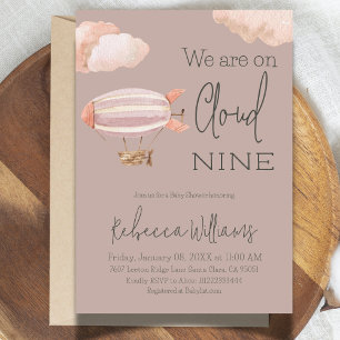 Dreamy Cloud Nine Sky Themed Beige Baby Dusche Einladung
