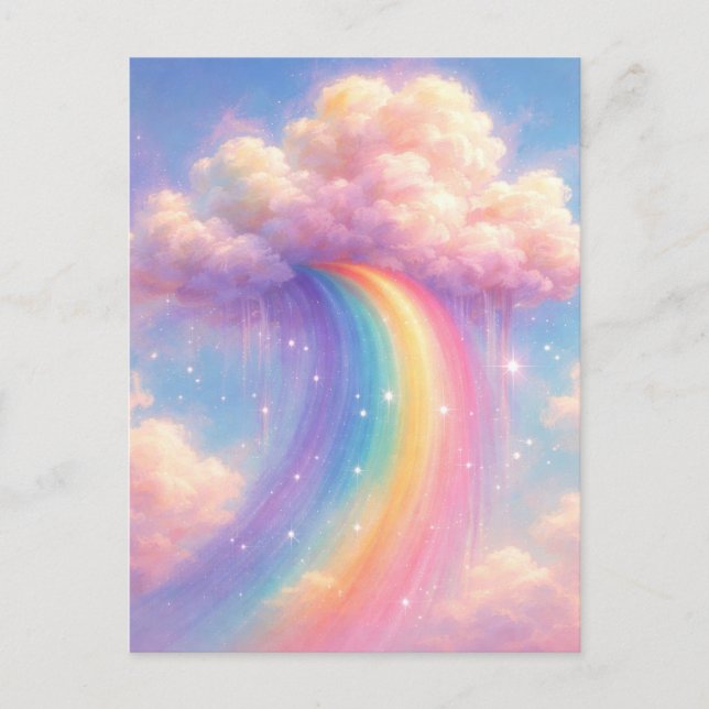 Dreamy Cloud Rainbow - Pastel Painting Style Postkarte (Vorderseite)