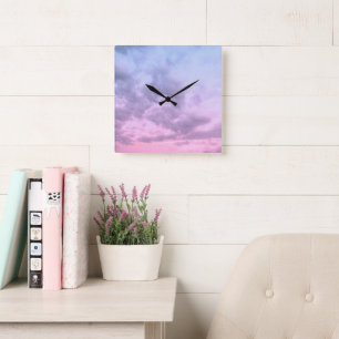 Dreamy Clouds 16 - Caribbean Sunset Quadratische Wanduhr