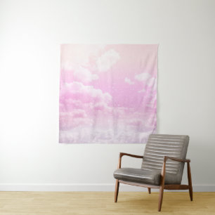 Dreamy Clouds Blush Nebel Bliss 1 Wandteppich