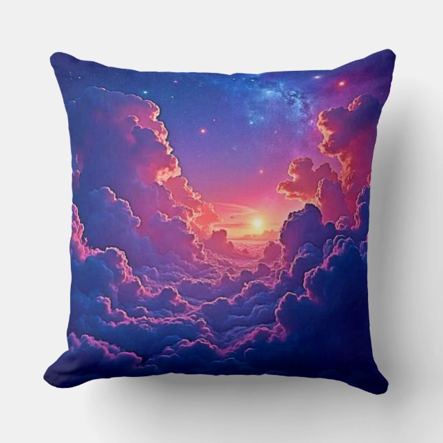 Dreamy Clouds: Celestial Sunset Magic Art Kissen (Vorderseite)