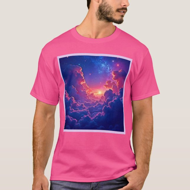 Dreamy Clouds: Celestial Sunset Magic Art T-Shirt (Vorderseite)
