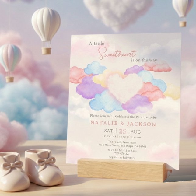 Dreamy Clouds Little Sweetheart Coed Baby Dusche Einladung (Dreamy Clouds Little Sweetheart Coed Baby Shower Invitation)