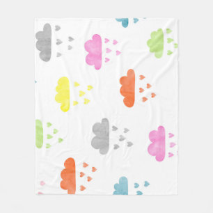 Dreamy Clouds: Wasserfarbener Herzrain Fleecedecke