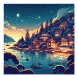 Dreamy Coastal Night Fotodruck