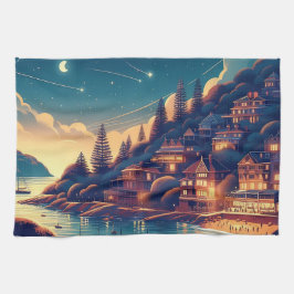 Dreamy Coastal Night Geschirrtuch