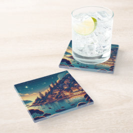 Dreamy Coastal Night Glasuntersetzer