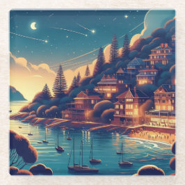 Dreamy Coastal Night Glasuntersetzer
