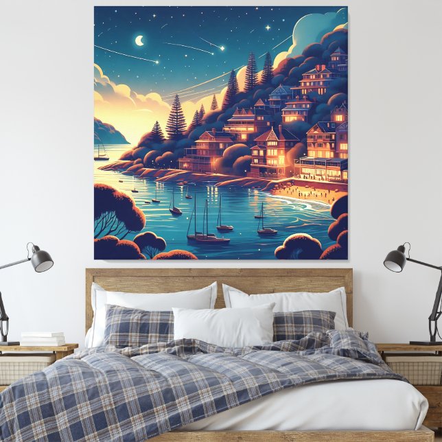 Dreamy Coastal Night Leinwanddruck (Insitu (Schlafzimmer))